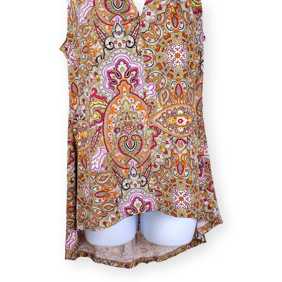 Philanthropy Paisley Multi Color High Low Hem Sleeveless Top L - Picture 5 of 9